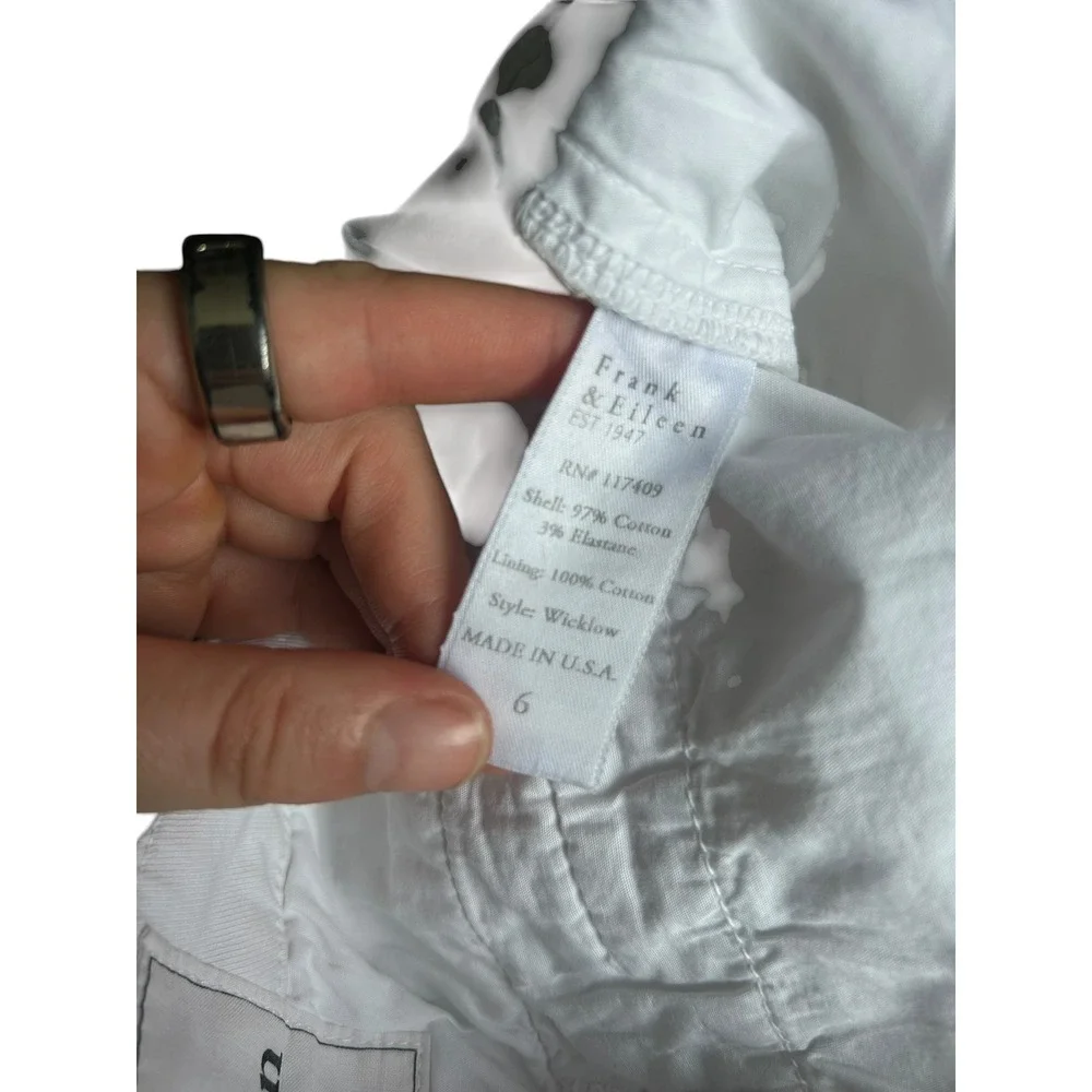 Frank & Eileen Wicklow The Italian Chino Pants White Raw Hem Women's 6